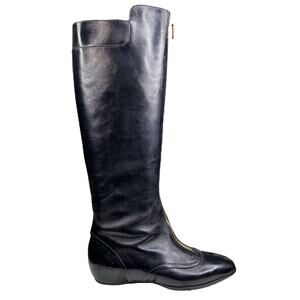 Tod’s Women’s Cuoio T20 Black Pull On Riding Boots Size 34.5 US 4.5